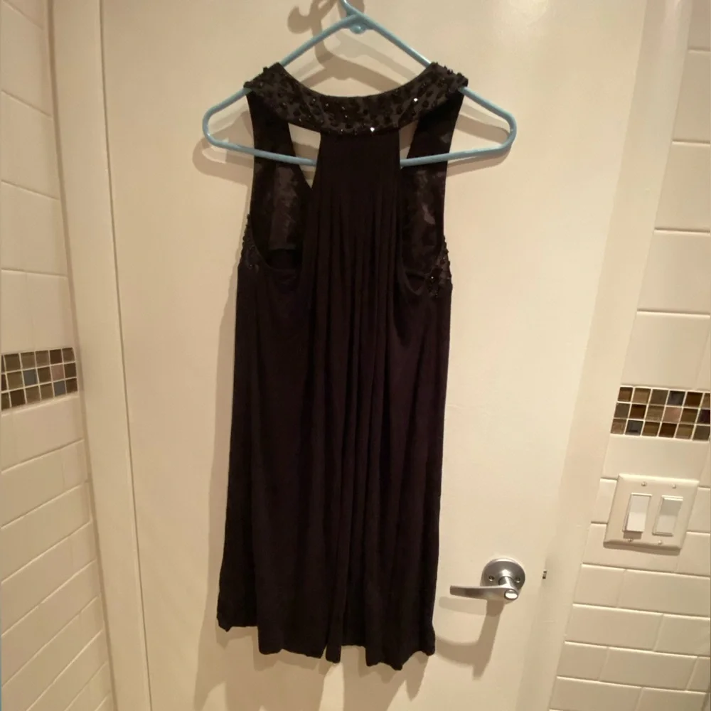 Michael Kors Black Beaded Halter Evening Top